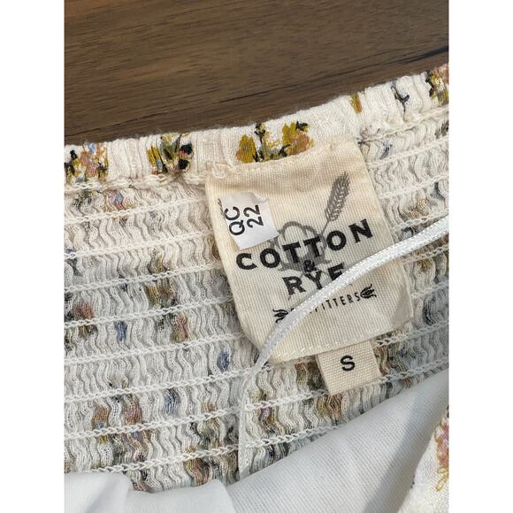 Cotton & Rye Dress Size S 100% Cotton Cream Yellow Floral with Lace Detail - NWT - Picture 5 of 9